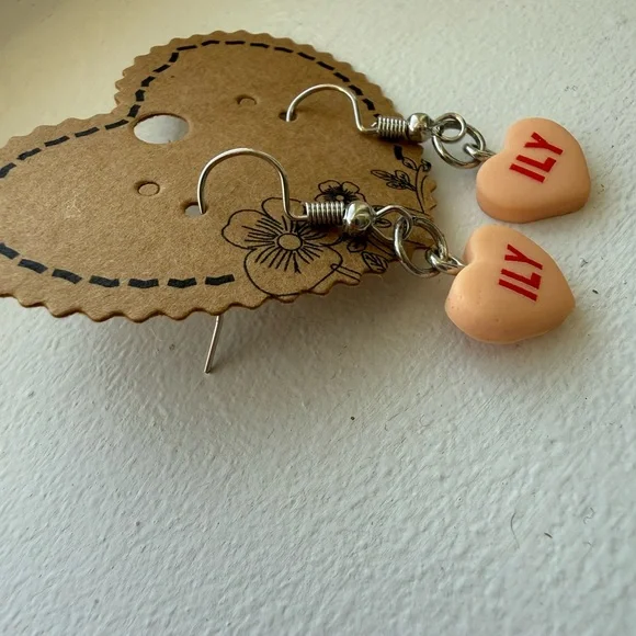 Conversational Heart-Shaped ILY Earrings - Picture 4 of 4